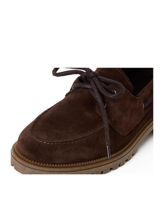 Leder Damen Bootsschuhe Mocca