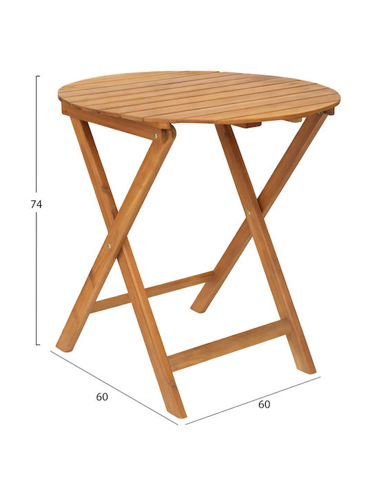Wooden Table for Small Outdoor Spaces Foldable Truyen Natural 60x60x74cm