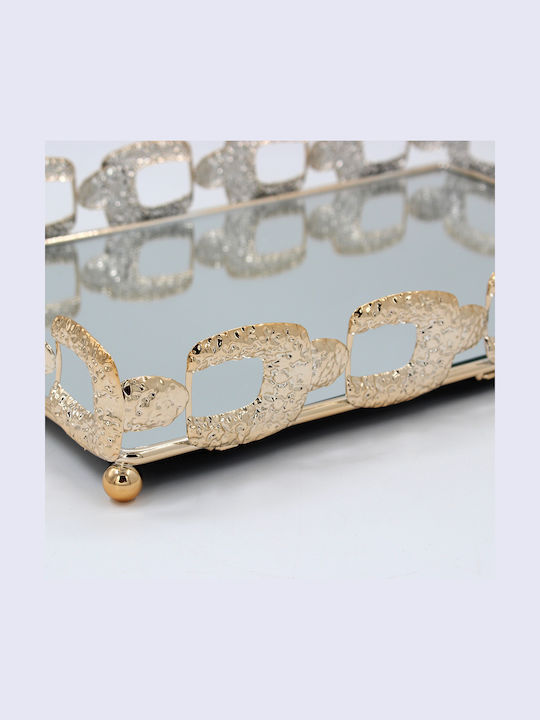 Keskor Decorative Metallic Tray with Mirror 31x21x5cm