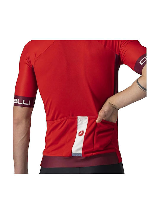 Castelli Tricou De Ciclism Pentru Bărbați Cu Mâneci Scurte Roșu