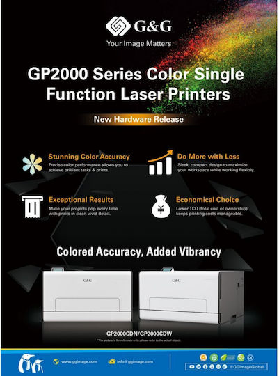 G&G GP2000CDW Color Laser Printer with WiFi and Mobile Print