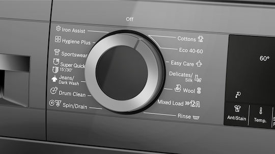 Bosch Mașină de Spălat Rufe 9kg cu Tehnologie cu Abur 1400 Rotiri Asistență Fier Inox WGG244ZREU
