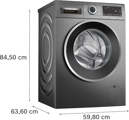 Bosch Mașină de Spălat Rufe 9kg cu Tehnologie cu Abur 1400 Rotiri Asistență Fier Inox WGG244ZREU