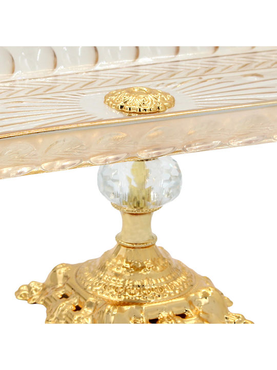 Keskor Glass Gold Cake Stand 28x14x12cm