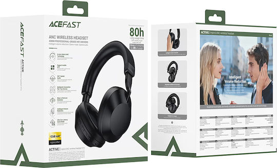 Acefast H14 Wireless Bluetooth Over Ear Headphones with 80 Hours Playing Time Black