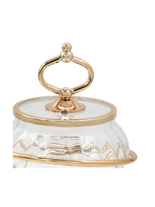 Glass Sweet Jar Φ22x30 With Gold Base Keskor 43351