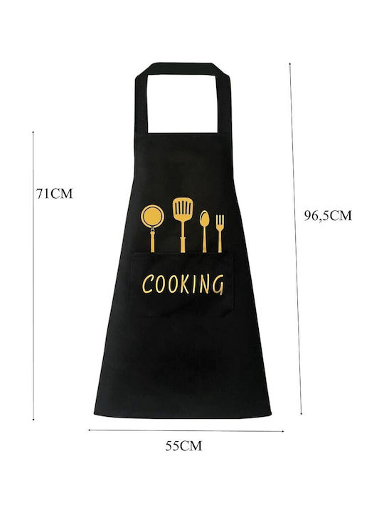 Black Waterproof Cooking Apron Pocket