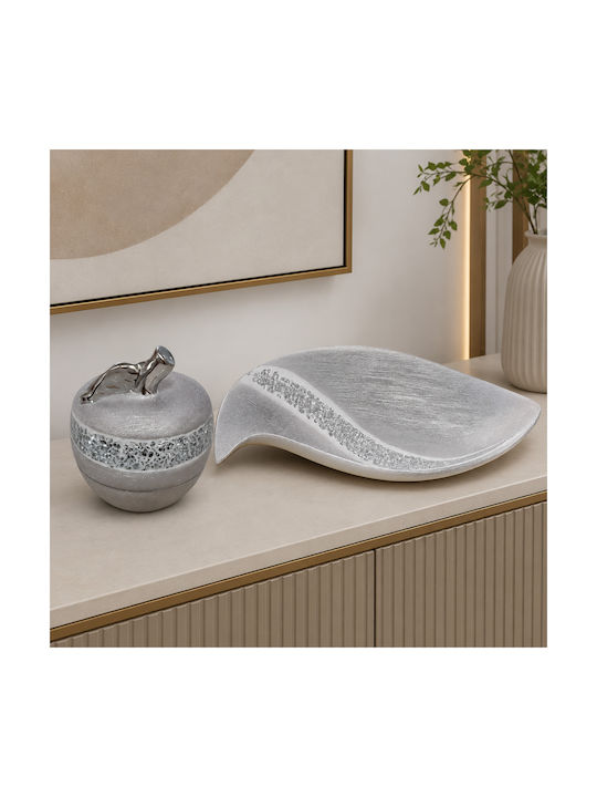 Fontaniera Keramik Hesperides Silber Apfel mit Deckel 14x15cm