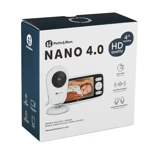 Petite & Mars Nano 4.0 Monitor pentru bebeluși fără fir cu audio bidirecțională și cântece de leagăn Petite & Mars Nano 4.0 Monitor pentru bebeluși fără fir cu audio bidirecțională și cântece de leagăn