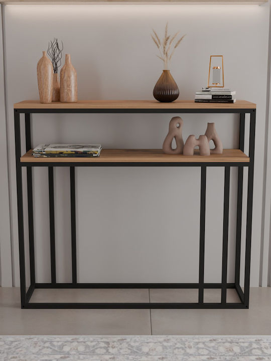 Daleti Console Table from Wood & Metal Oak L100xW25xH90cm