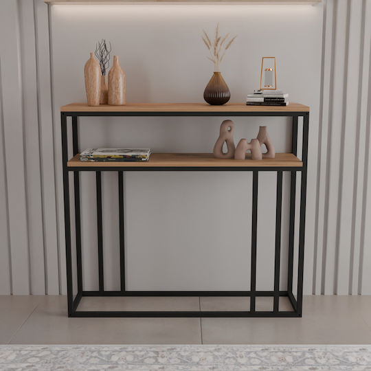 Daleti Console Table from Wood & Metal Oak L100xW25xH90cm Daleti Console Table from Wood & Metal Oak L100xW25xH90cm