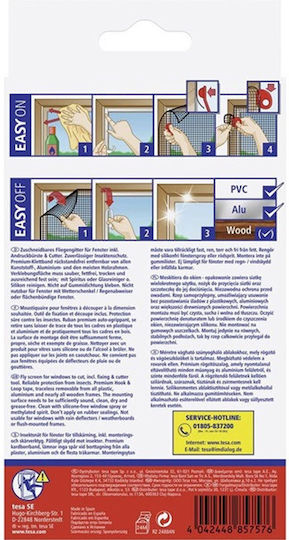 Tesa Comfort Window Mosquito Net with Velcro Permanent Black 130x130cm