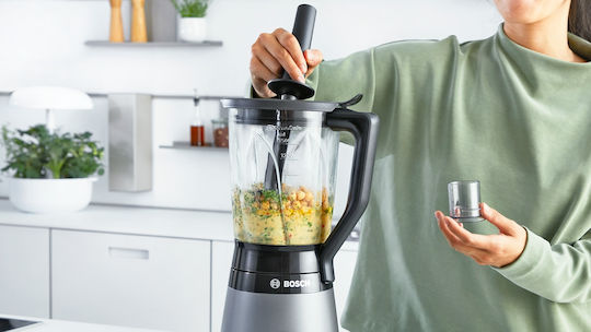 Bosch Serie 4 Μπλέντερ με Γυάλινη Κανάτα 1.5 lt 1200W Ασημί