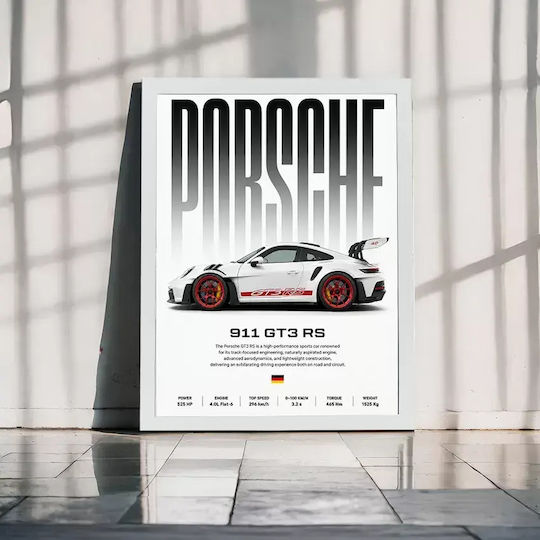 Poster Porsche 911 Gt3 Rs Cr153 21cm X 30cm Κορνίζα Φυσικό Ξύλου Μπεζ 71622pd158599f55316