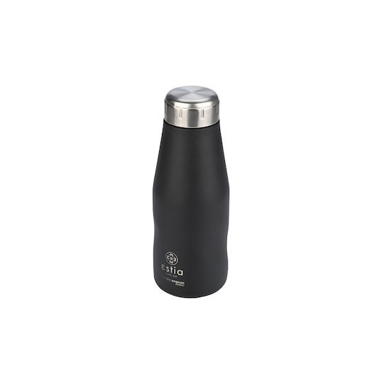 Estia Travel Flask Save the Aegean Recyclable Stainless Steel Thermos Bottle BPA Free 350ml Midnight Black