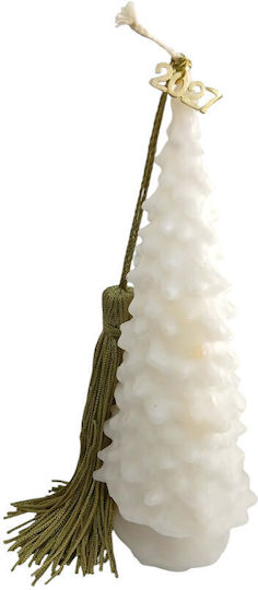 Kalliopi Silver Weihnachtskerze Weiß 18x7cm