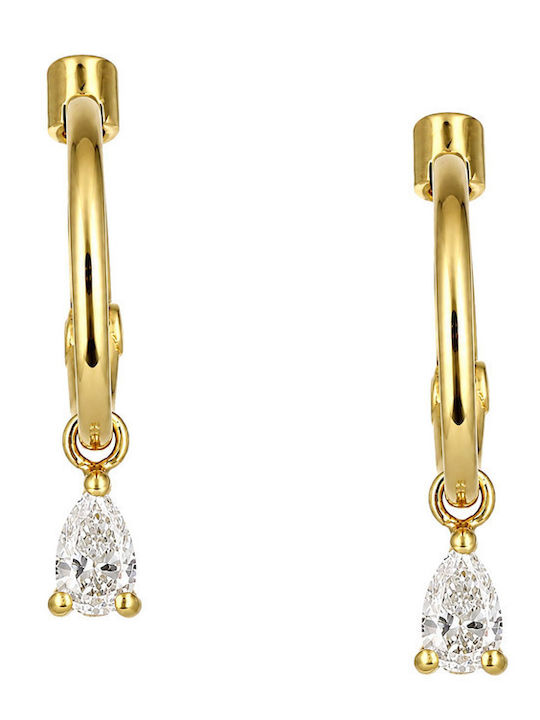 Ohrringe Ohrhänger aus Gold 14K mit Diamant