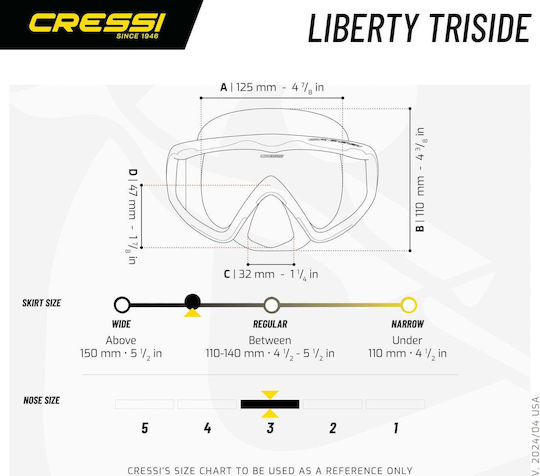 CressiSub Liberty Triside Diving Mask Silicone Yellow