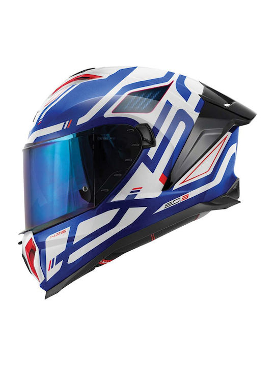 Givi H50.3 Quasar Metal Blue/White/Red Gloss Motorcycle Helmet Full Face ECE 22.06 1500gr with Pinlock and Sun Visor