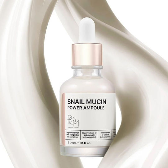 Bom Snail Mucin Power Moisturizing & Anti-aging Ampoule Face & Eye Serum with Snail Secretion & Niacinamide for Brightening 30ml