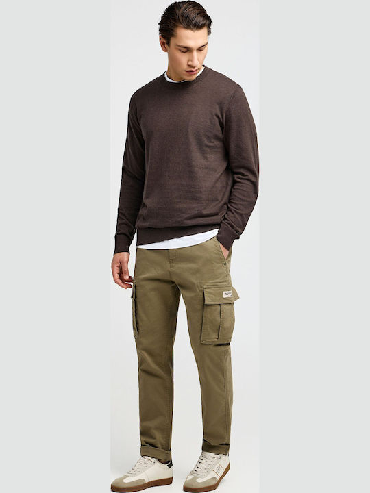 Men's Cargo Elastic Regular Fit Trousers Dusty Khaki