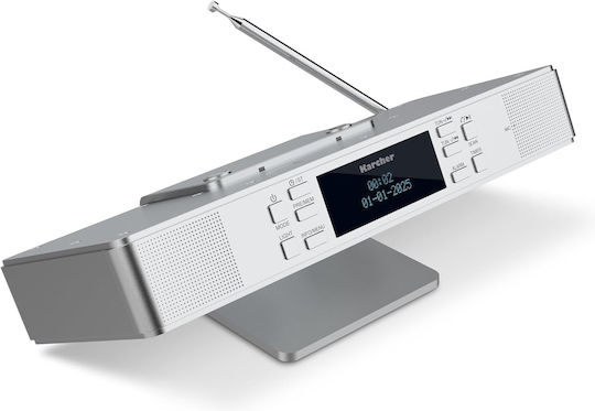 Karcher Tischuhr Digital LED Mit Wecker & Tischradio Silber