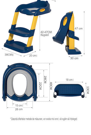 Summer Baby Scaun de toaletă pentru copii mici Albastru cu Mânere