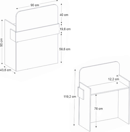 Megapap Professional Reception Desk W90xD43.6xH119.2cm
