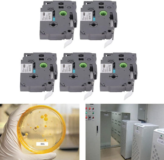 Brother Bandă pentru etichetare 8m x 12mm în Culoare Neagră Compatibilă cu Brother TZe/TZ