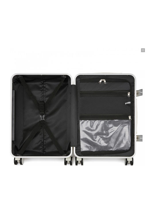 Miss Lulu Medium Hard White Travel Suitcase Height 66cm