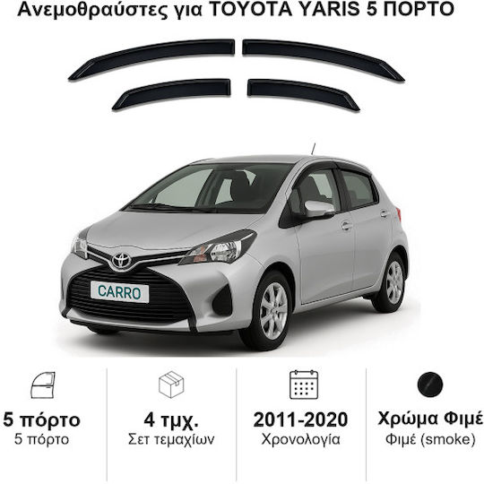 Heko Set deflectoare de vânt Dark Fime pentru Toyota Yaris 5D 2011 4buc