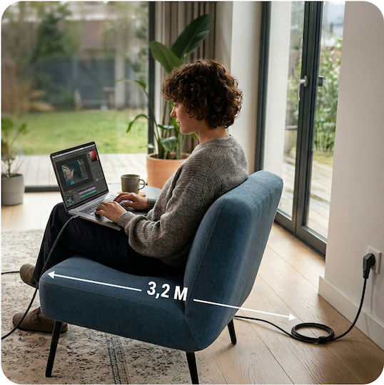 3MK USB-C Universal Laptop Charger 65W For Universal Apple Dell Without Power Cord
