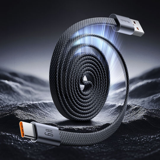 Mcdodo Плетен / Равен / Магнитен Кабел USB-C мъжки - USB-A 60W Черен 1м