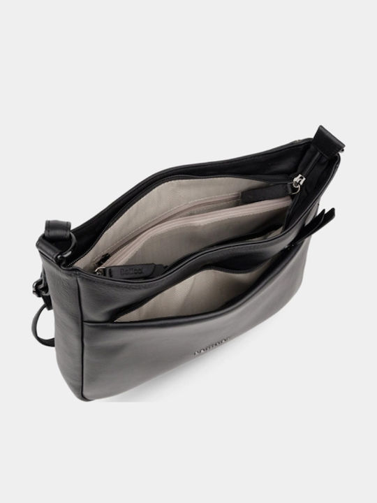 Leder Damen Schultertasche Schwarz