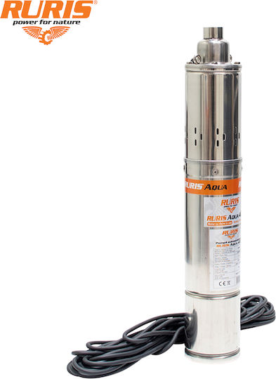 Ruris Aqua 40 – Pompa Submersibilă Pentru Apă Curată Foraj Putere 750 W Cap De Livrare 100 M Cablu 15 M Oțel Inoxidabil