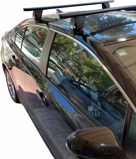 Menabo Autodachträger Δεύτερο Delta Aluminium Schwarz mit Dachträgerfüßen und Schloss Toyota Corolla E210 2018 2 Stücke