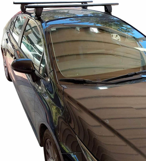Menabo Autodachträger Δεύτερο Delta Aluminium Schwarz mit Dachträgerfüßen und Schloss Toyota Corolla E210 2018 2 Stücke