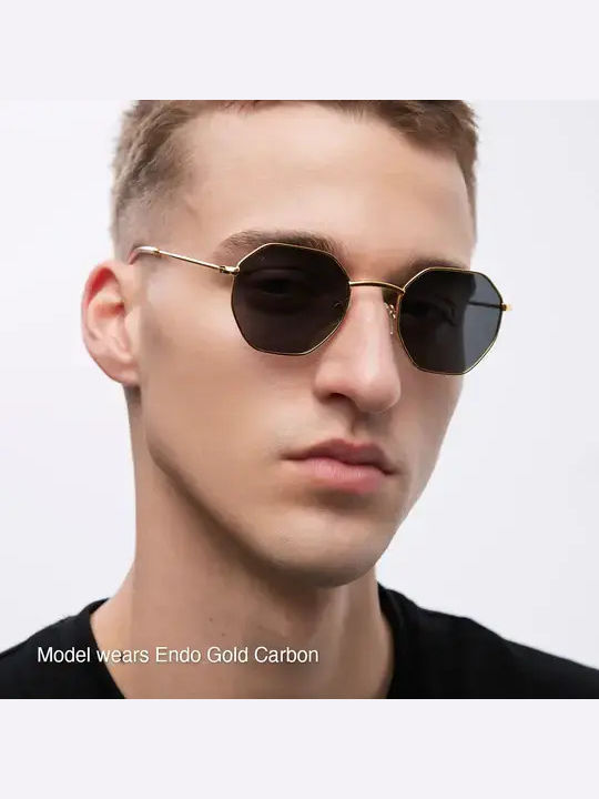 Meller Endo Unisex Sunglasses with Gold Metallic Frame and Gold Polarized Lens EN3-GOLDKAKAO
