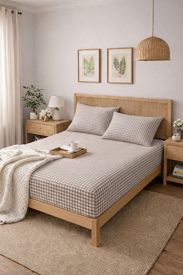SteweHome Σετ Υπέρδιπλο 3τμχ 160x200εκ. με Λάστιχο Μπεζ