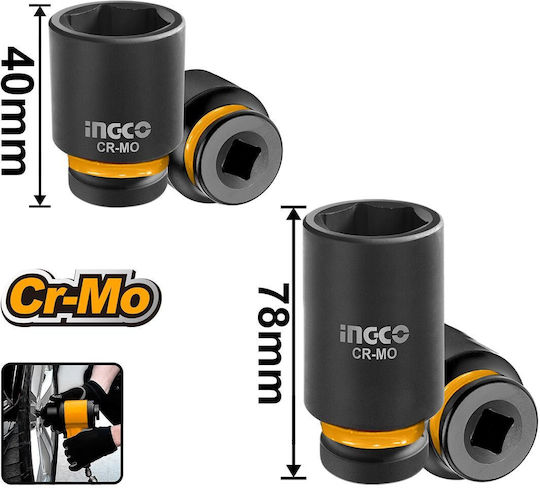 Ingco Long Sockets with 1/2" Frame Host Set 22 Pieces