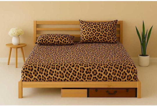 SteweHome Σετ King Size 3τμχ 180x200εκ. με Λάστιχο Leopard