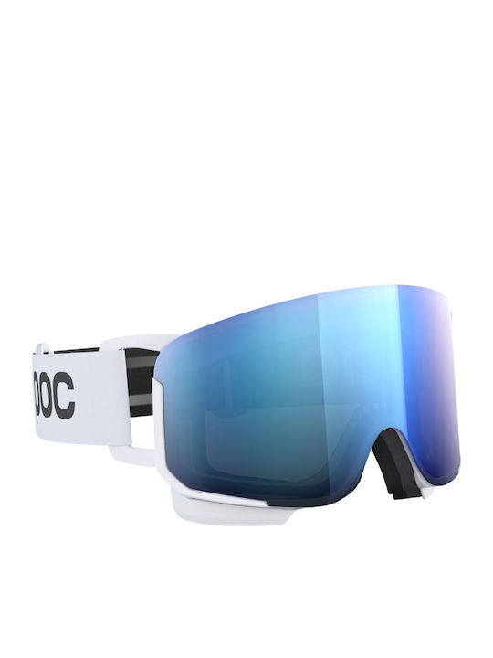 Poc Mască de Schi și Snowboard pentru Adulți, Albă, cu Lentilă Albastră