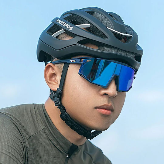 Rockbros Cycling Glasses with Blue Frame and Polarized Lenses