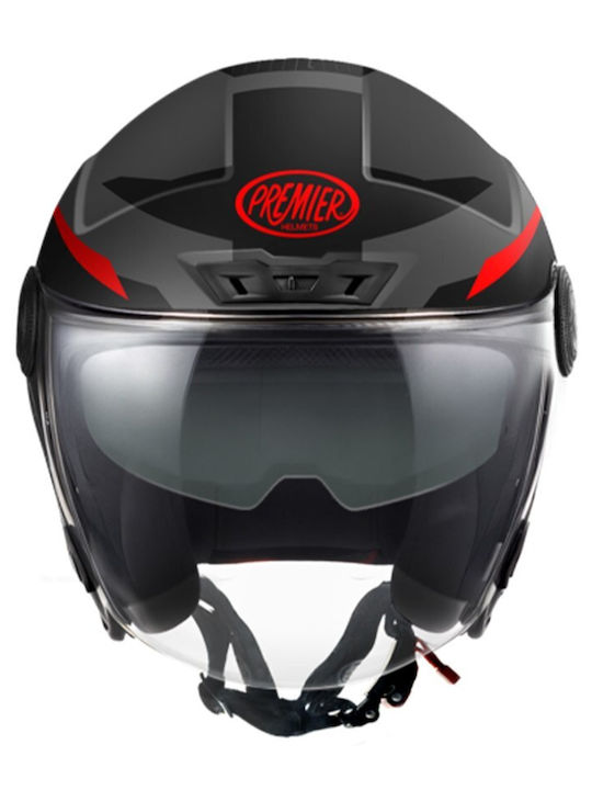 Premier CITY FLY EVO Schwarz/Grau/Rot Motorradhelm Jet ECE 22.06 Gewicht (+/-50 gr)