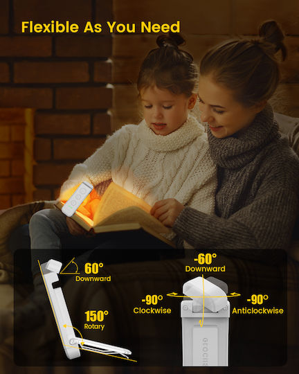Glocusent LED Book Light with Clip White