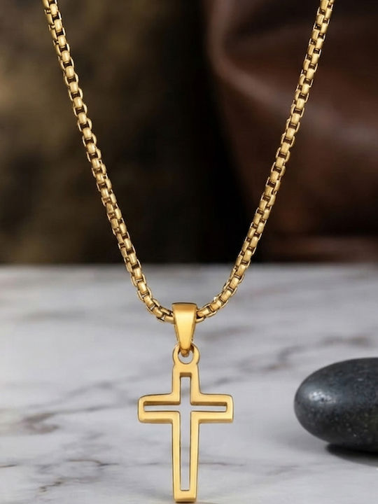 Sharks Bay Clothing Men's Cross from Gold Plated Steel with Chain