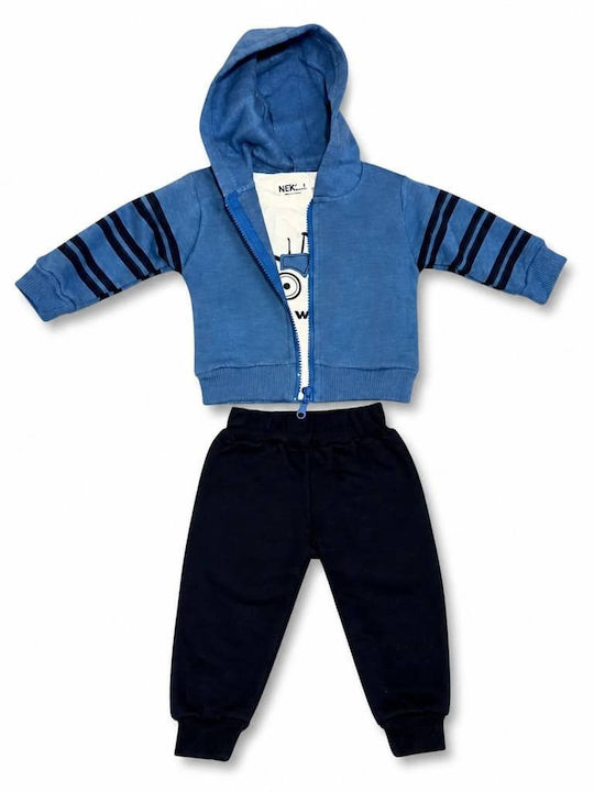 Kids Sweatpants Set With Jacket With Top Light Blue