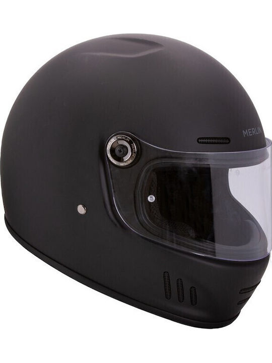 Merlin Revival Matt Black Motorcycle Helmet Full Face ECE 22.06 with Sun Visor