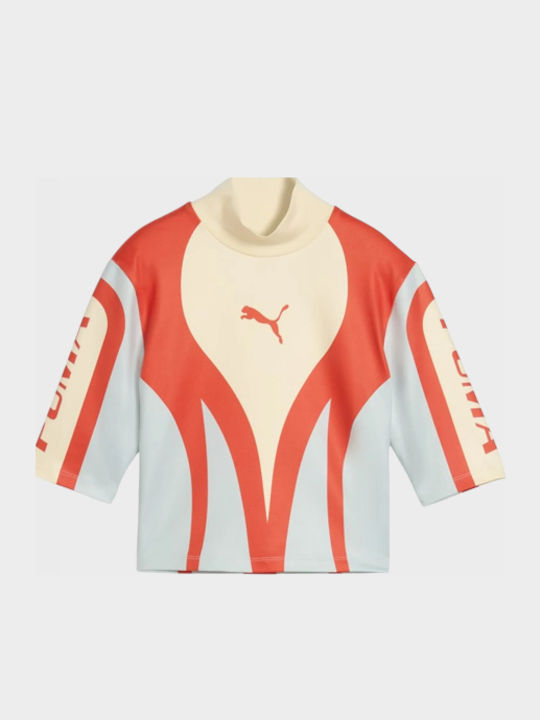 Archive Damen Crop Top Kurzärmelig Weiß