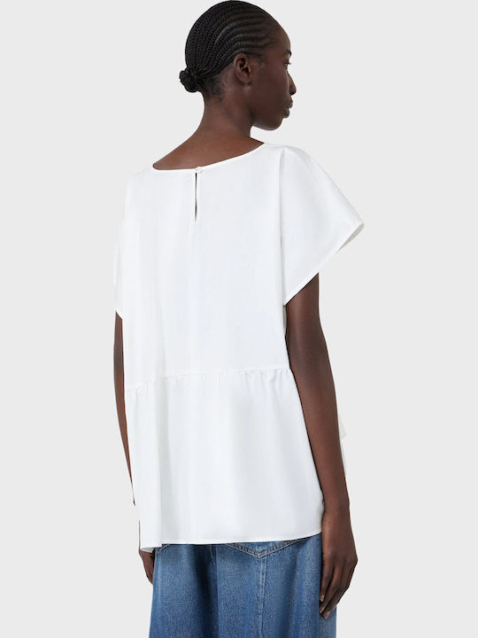 Bluza Damă Bumbac Mâneci Scurte Alb